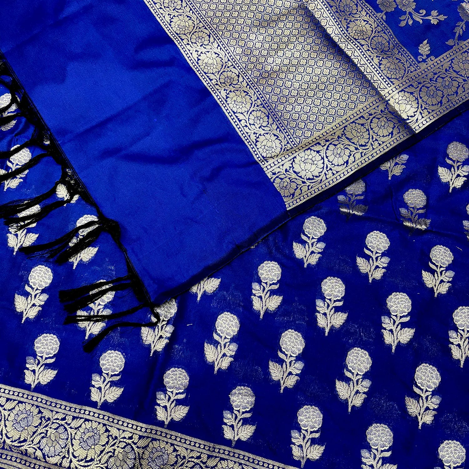Royal Blue Zari Katan Silk Banarasi Suit