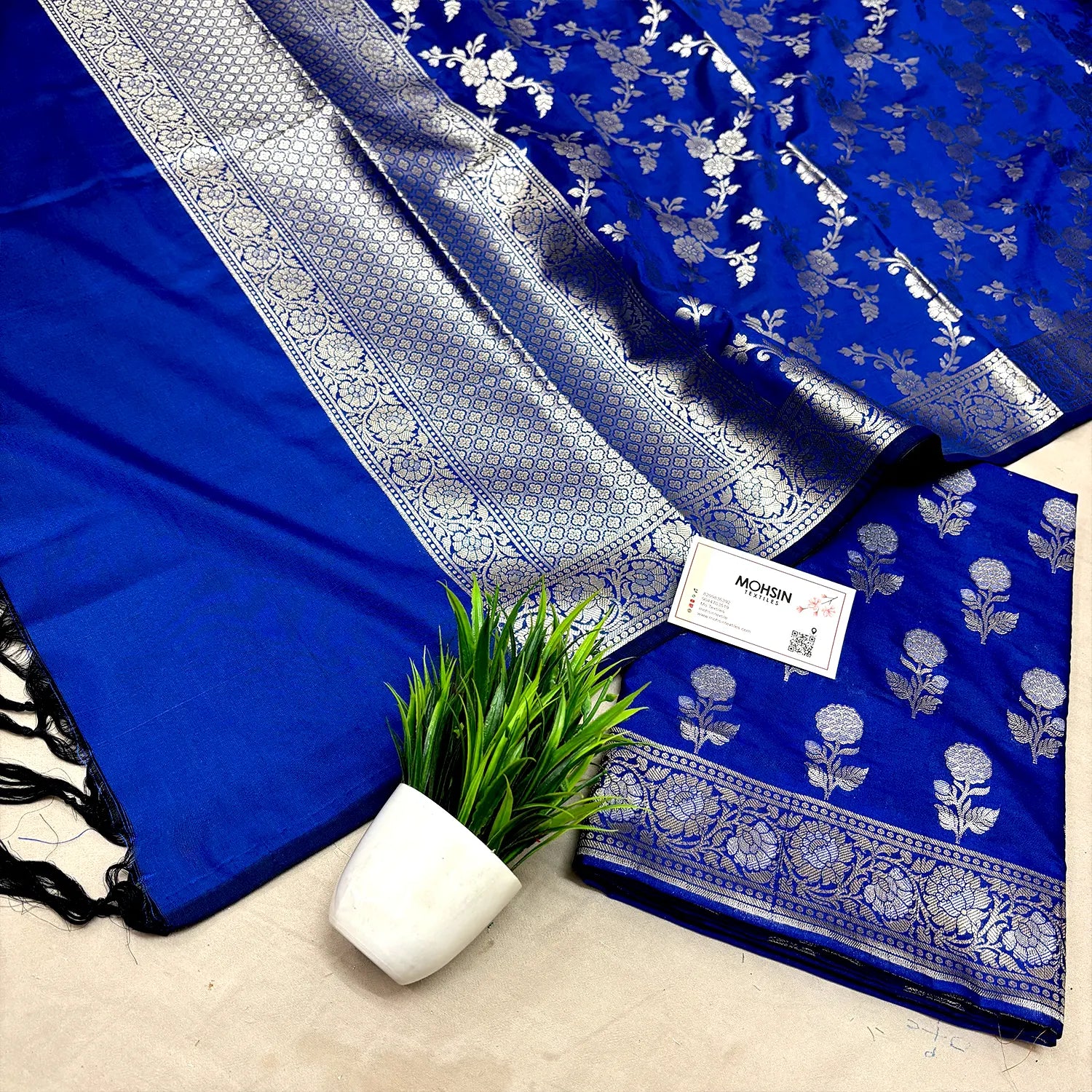 Royal Blue Zari Katan Silk Banarasi Suit