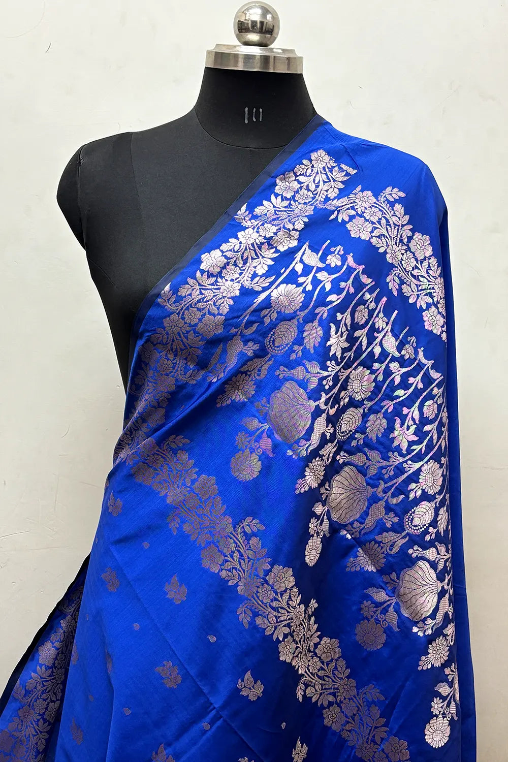 Royal Blue Zari Semi Katan Silk Banarasi Saree