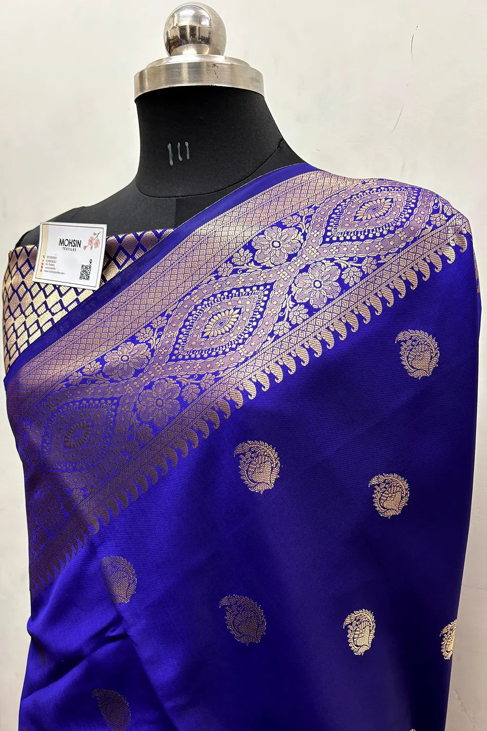 Royal Blue Zari Semi Katan Silk Banarasi Saree