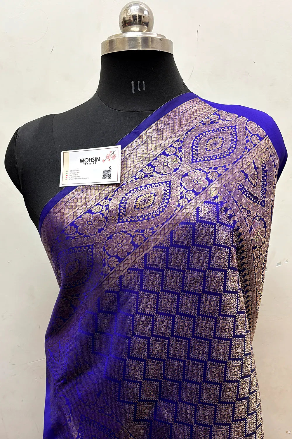 Royal Blue Zari Semi Katan Silk Banarasi Saree