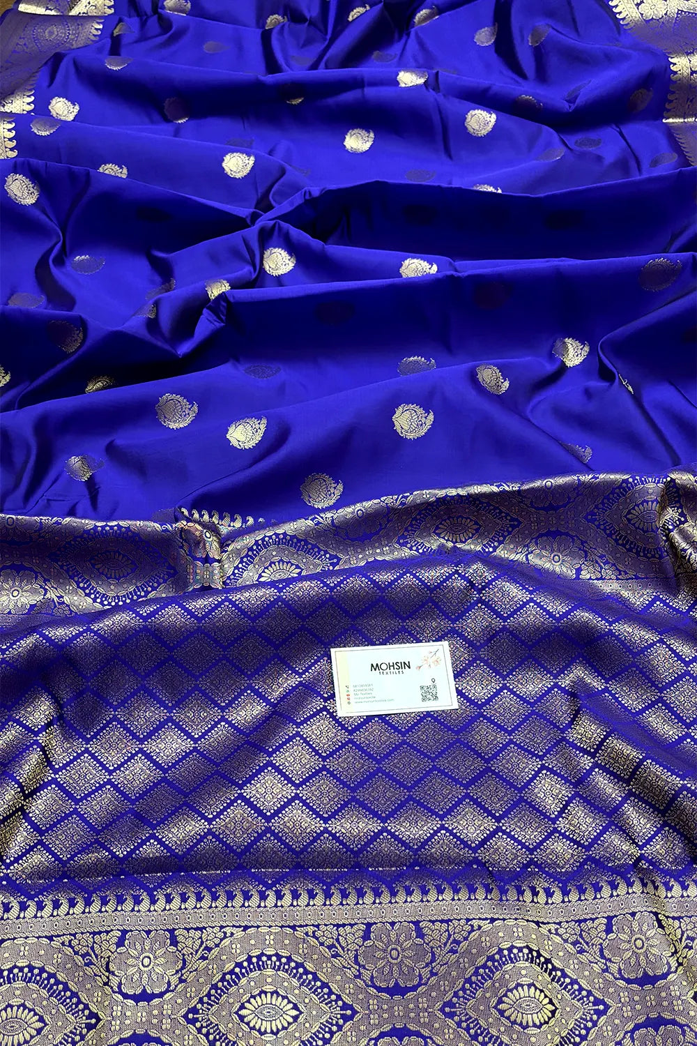 Royal Blue Zari Semi Katan Silk Banarasi Saree