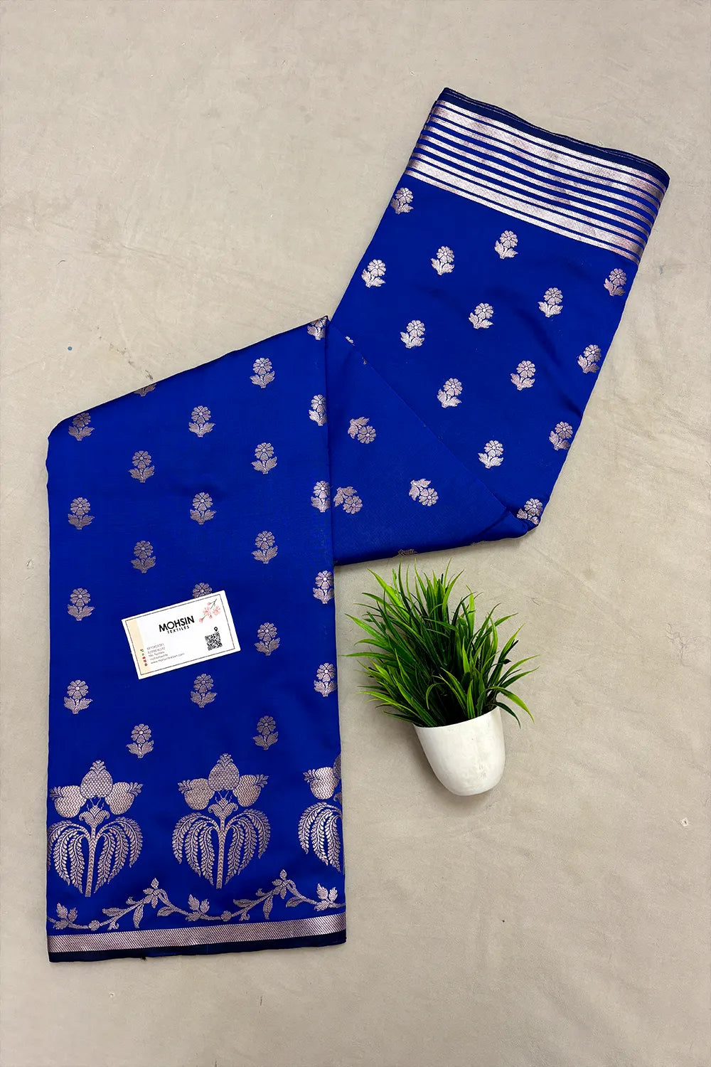 Royal Blue Zari Semi Katan Silk Banarasi Saree