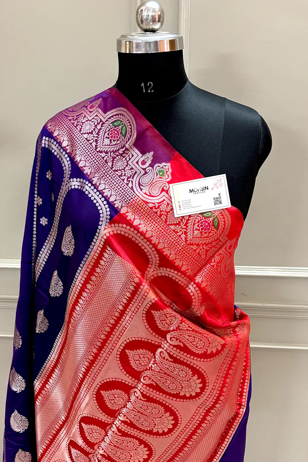 Royal Purple and Red Zari Banarasi Silk Saree