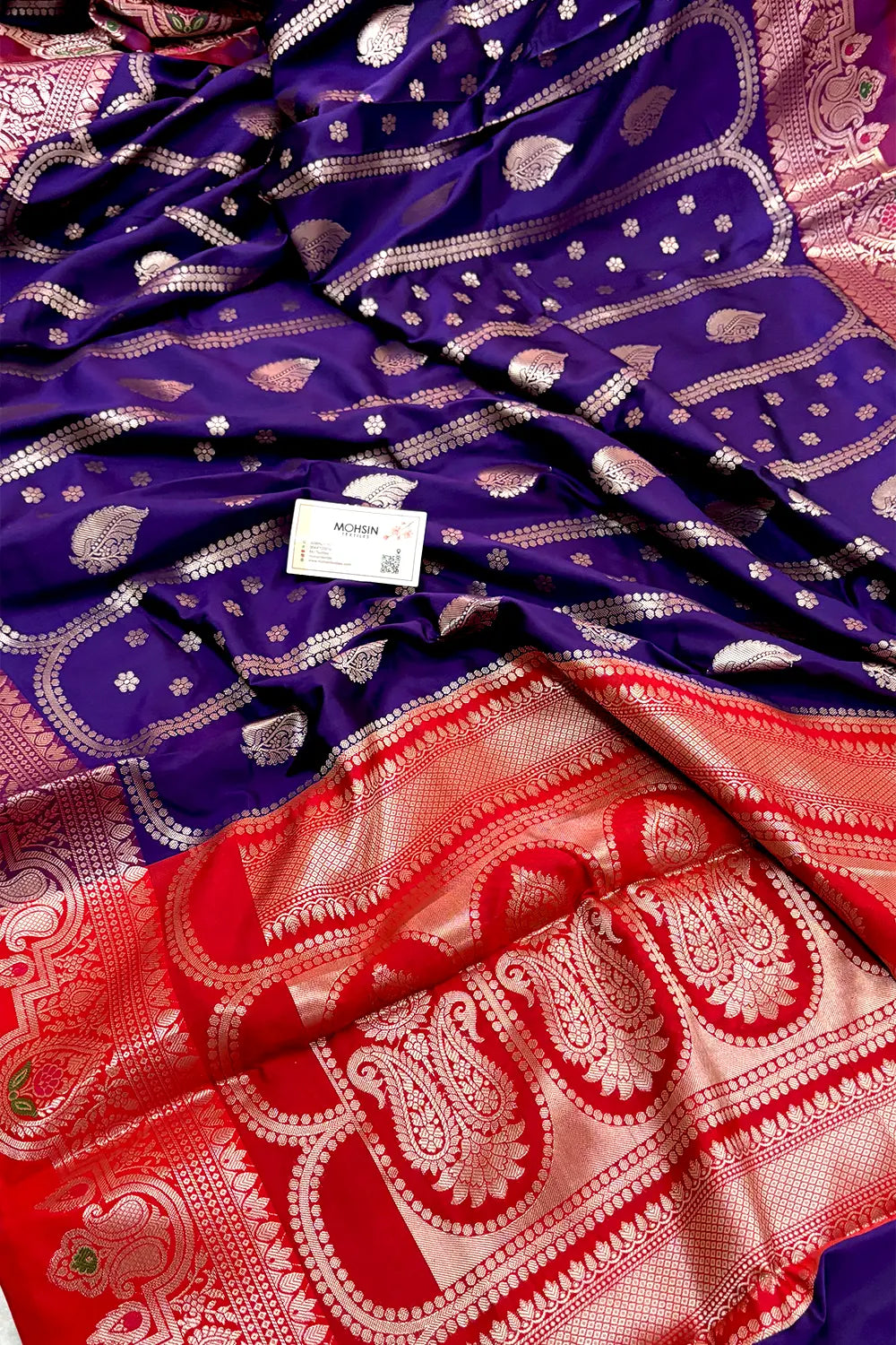 Royal Purple and Red Zari Banarasi Silk Saree