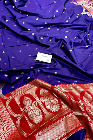 Royal Purple and Red Zari Banarasi Silk Saree
