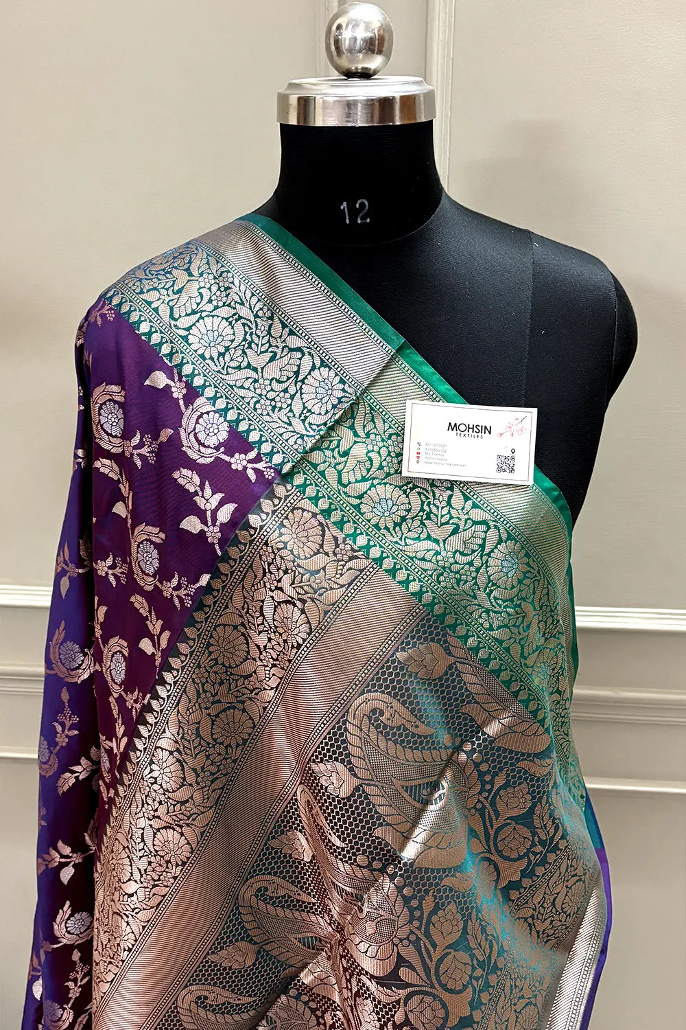 Royal Purple and Teal Zari Banarasi Silk Saree