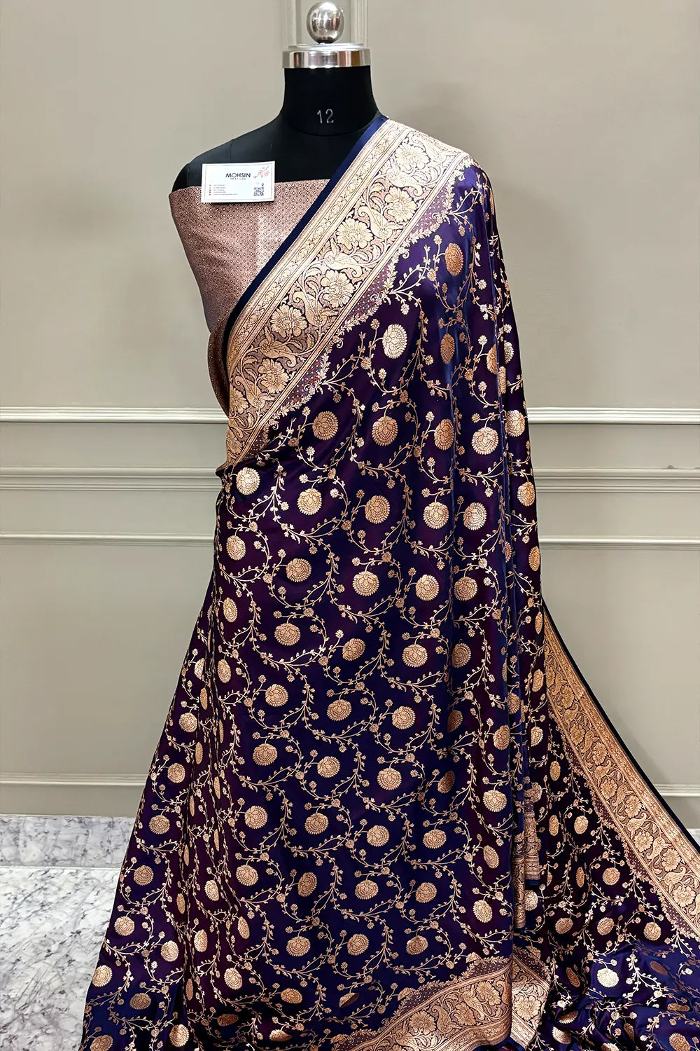 Royal Purple Churmuri Jaal Katan Silk Banarasi Saree