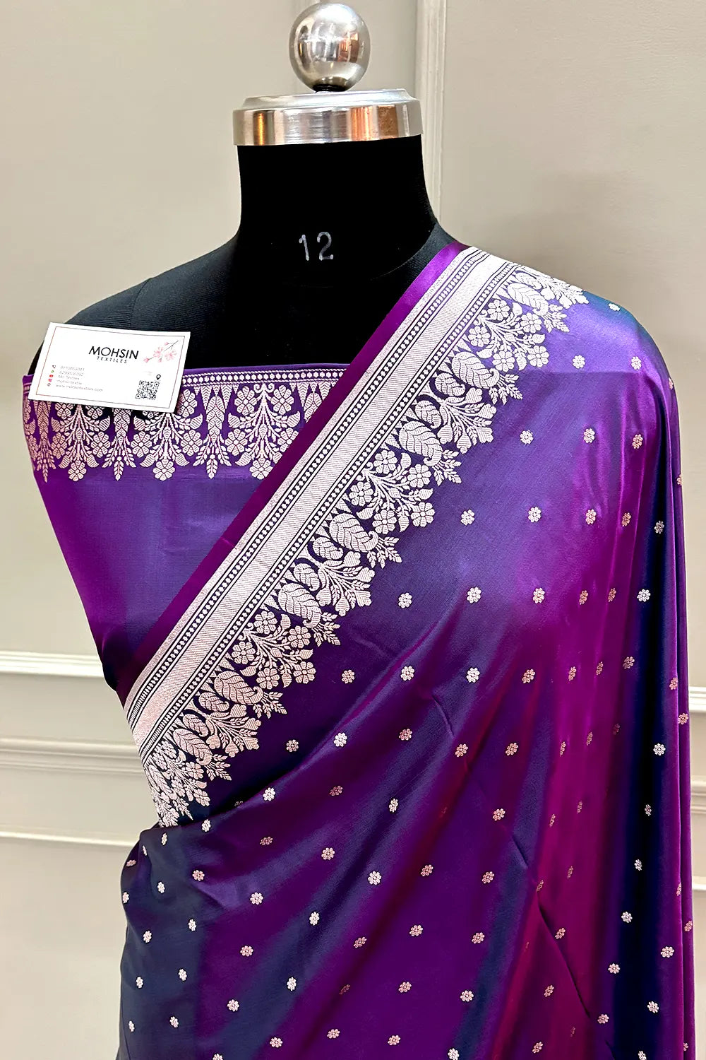 Royal Purple Hawahawai Buti Katan Silk Banarasi Saree