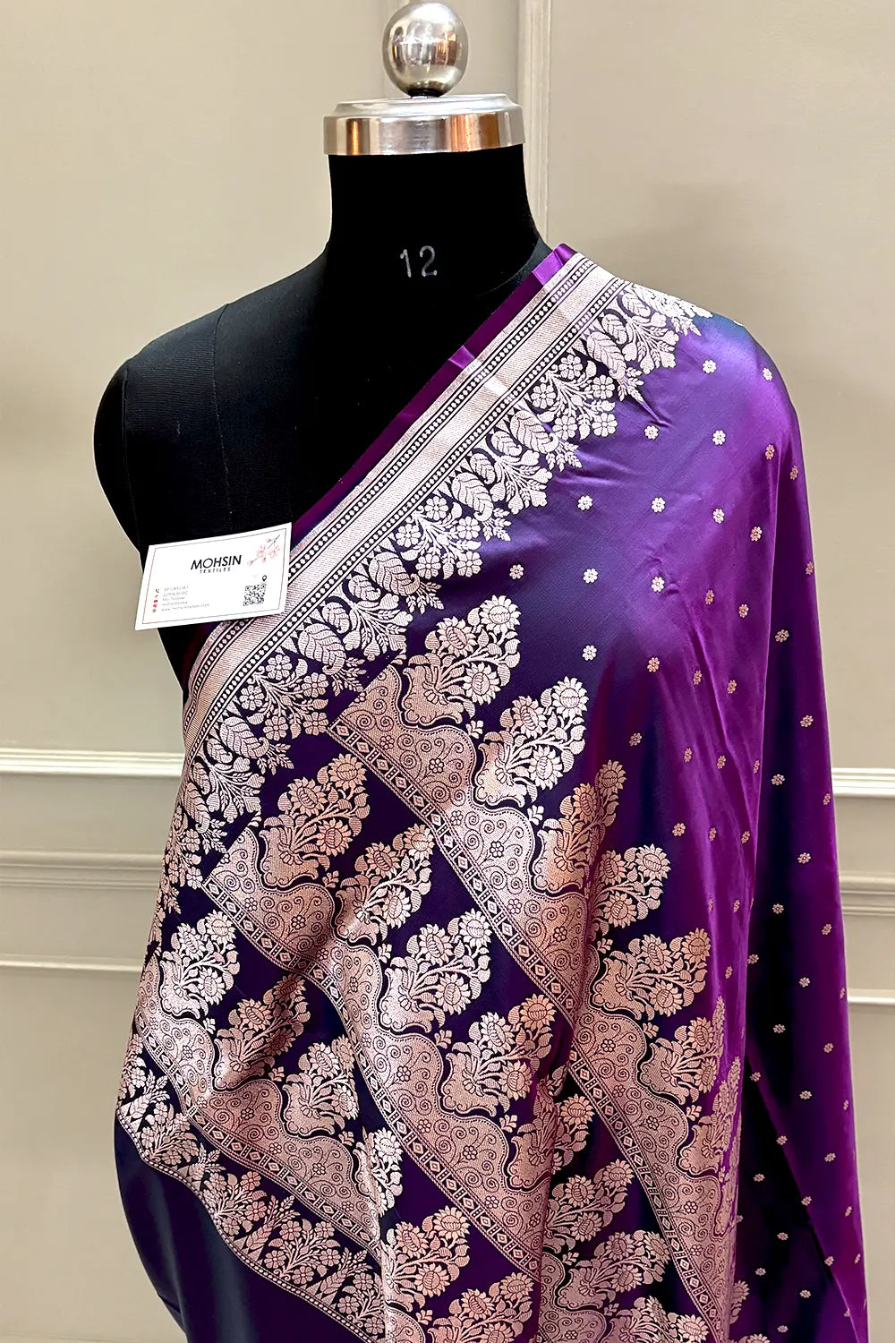 Royal Purple Hawahawai Buti Katan Silk Banarasi Saree