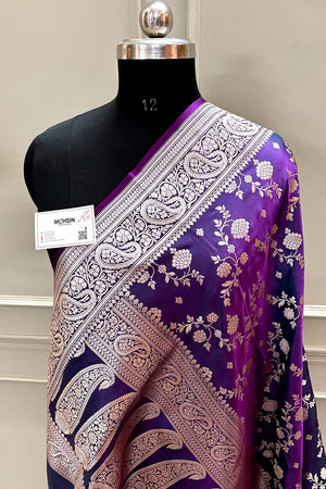 Royal Purple Nafis Jaal Katan Silk Banarasi Saree