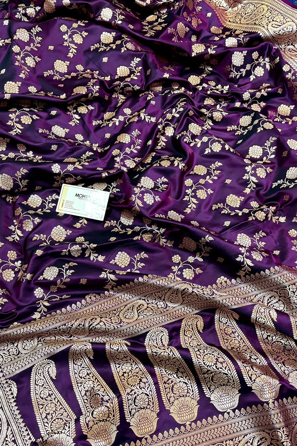 Royal Purple Nafis Jaal Katan Silk Banarasi Saree