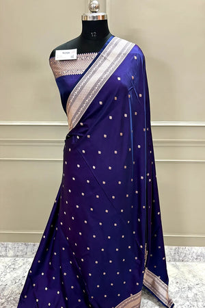 Royal Purple Wazir Buti Katan Silk Banarasi Saree