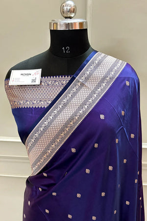 Royal Purple Wazir Buti Katan Silk Banarasi Saree
