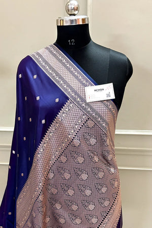 Royal Purple Wazir Buti Katan Silk Banarasi Saree