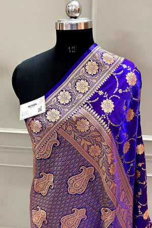 Royal Purple Zari Katan Silk Banarasi Saree