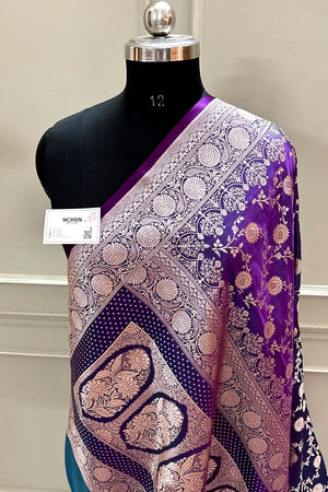 Royal Purple Zari Katan Silk Banarasi Saree