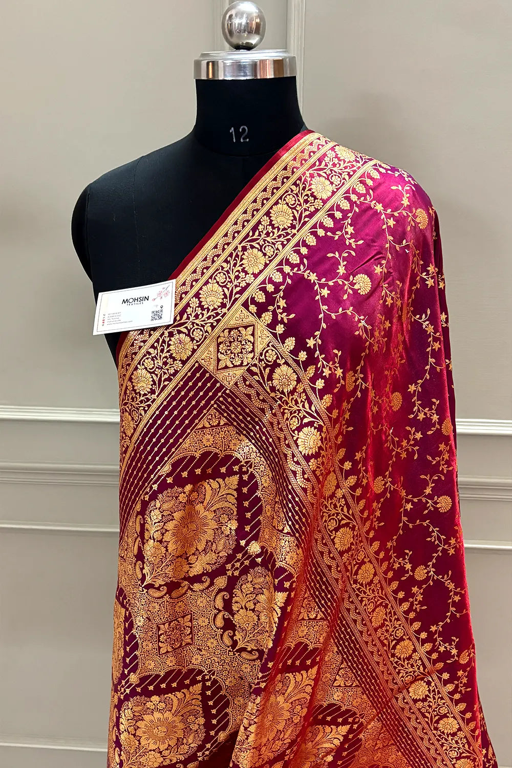 Rust Purple Zari Katan Silk Banarasi Saree