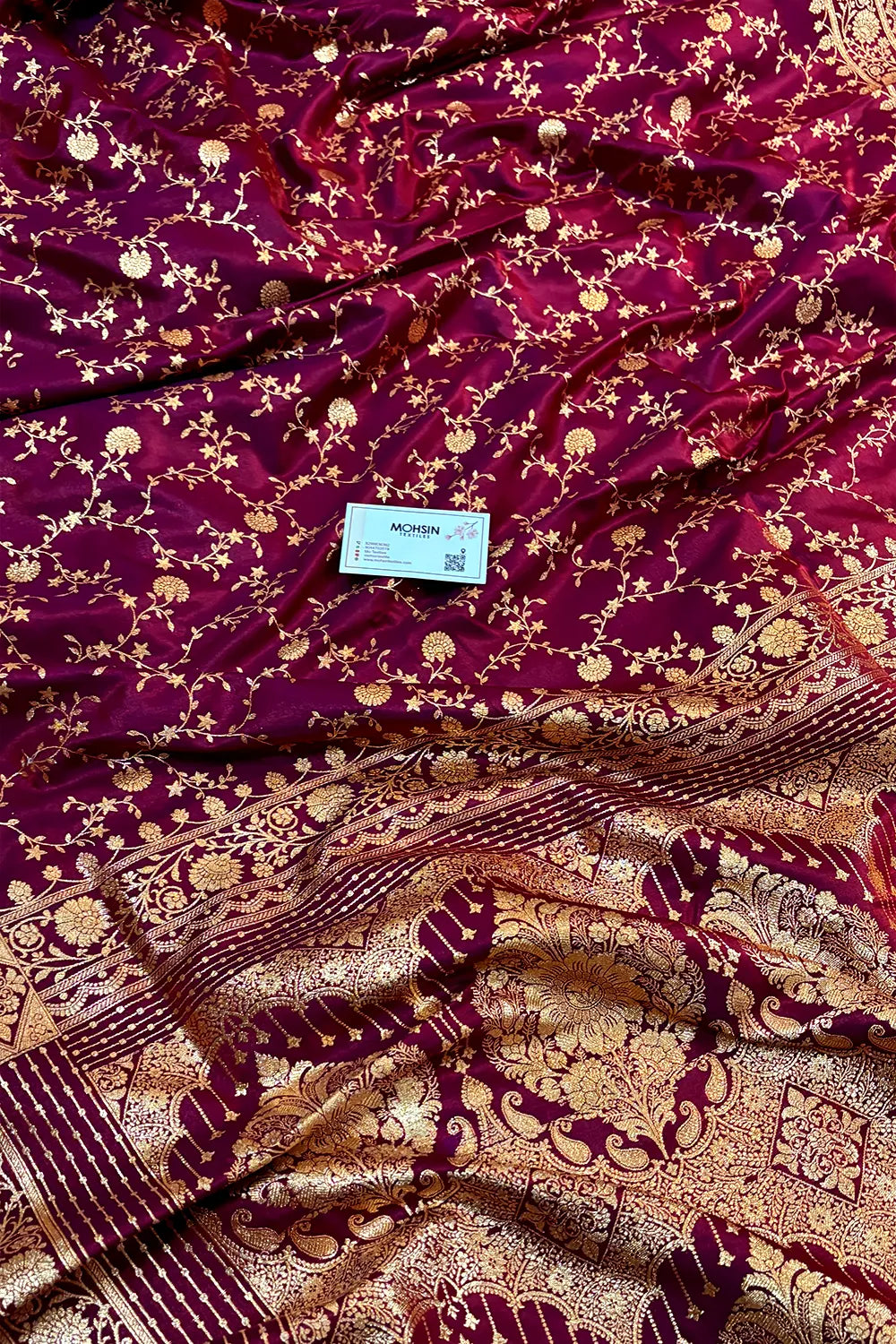 Rust Purple Zari Katan Silk Banarasi Saree