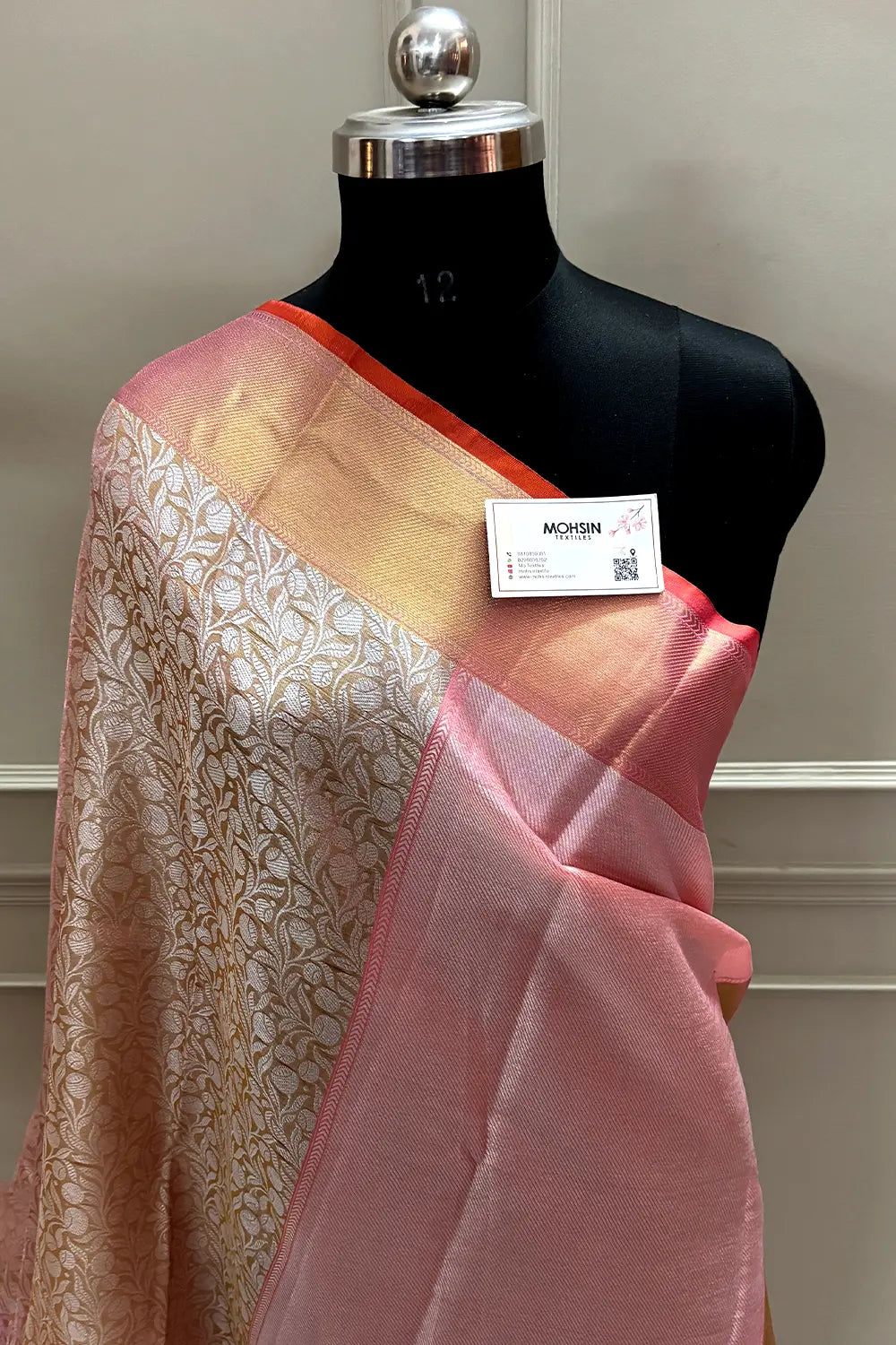 Sai Pallavi Orange Pink Tissue Silk Banarasi Saree