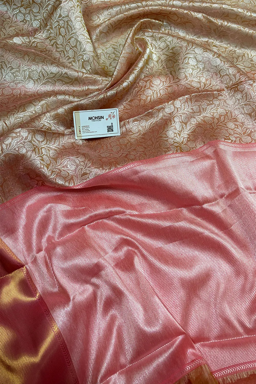 Sai Pallavi Orange Pink Tissue Silk Banarasi Saree