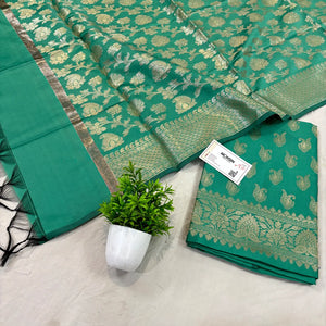 Sea Green Chirag Buti Satin Silk Banarasi Suit