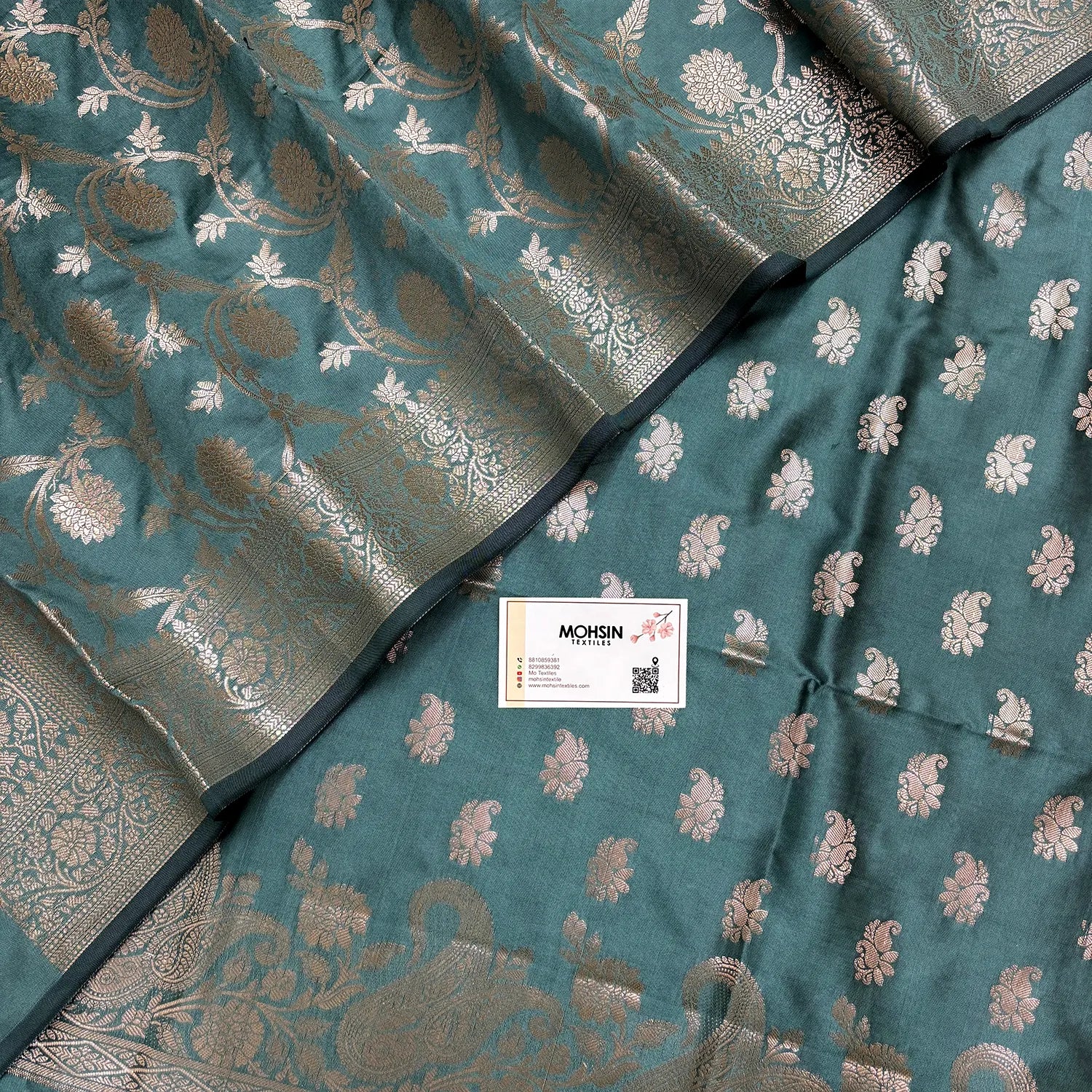 Sea Green Godzilla Semi Katan Silk Banarasi Suit