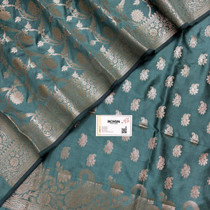 Sea Green Godzilla Semi Katan Silk Banarasi Suit