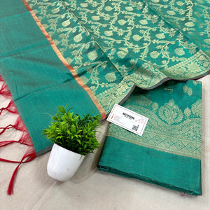 Sea Green Golden Zari Banarasi Silk Suit