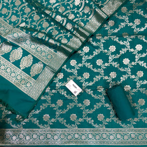 Sea Green Kashmiri Jaal Katan Silk Banarasi Suit