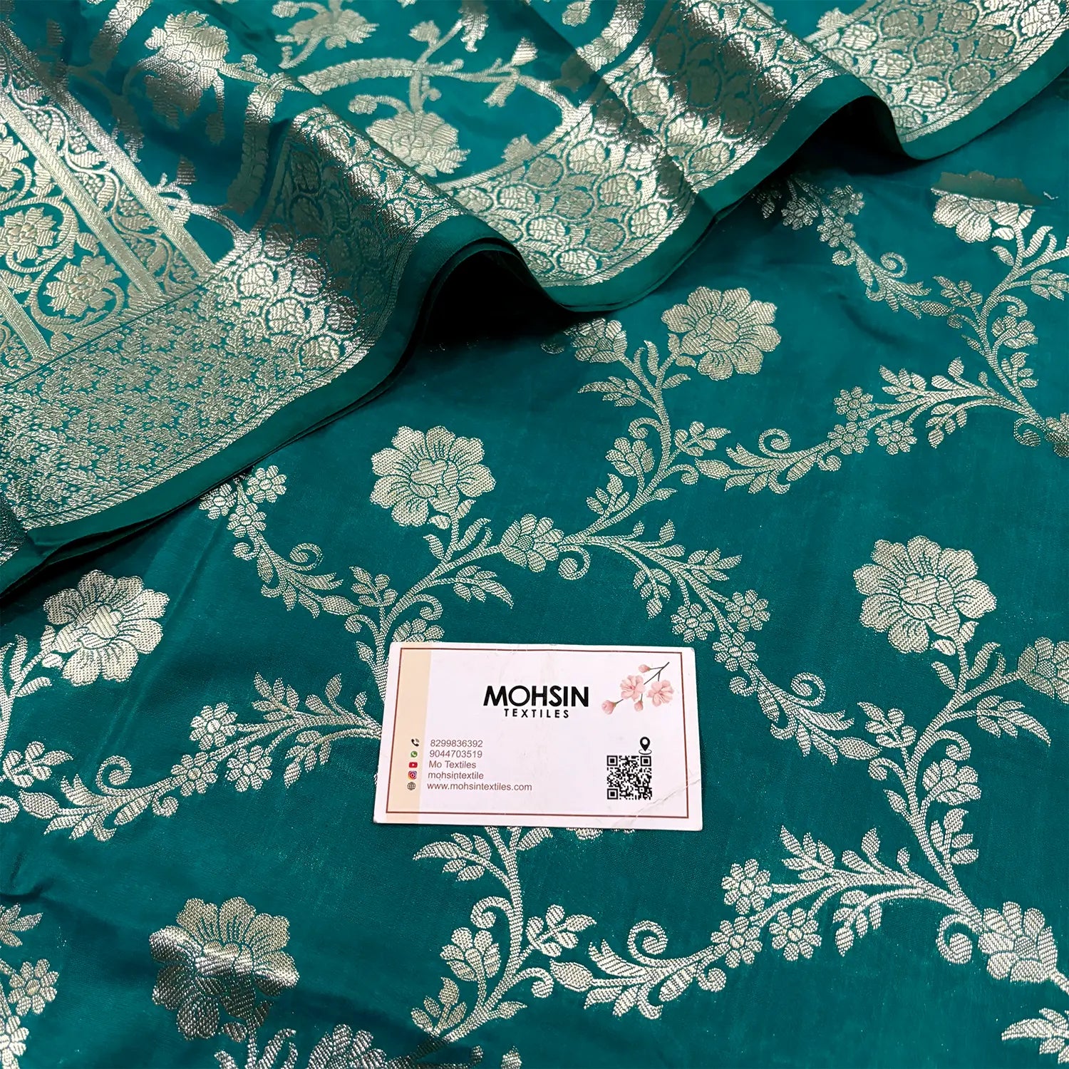 Sea Green Kashmiri Jaal Katan Silk Banarasi Suit