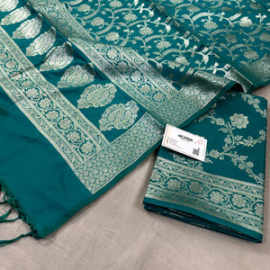 Sea Green Kashmiri Jaal Katan Silk Banarasi Suit