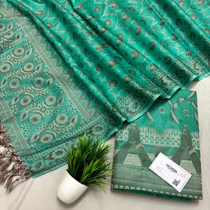 Sea Green Namo Ghat Cotton Silk Banarasi Suit