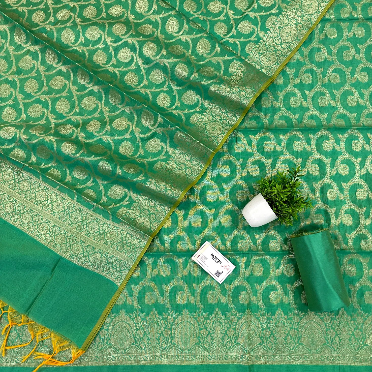 Sea Green Persian Jaal Banarasi Silk Suit 