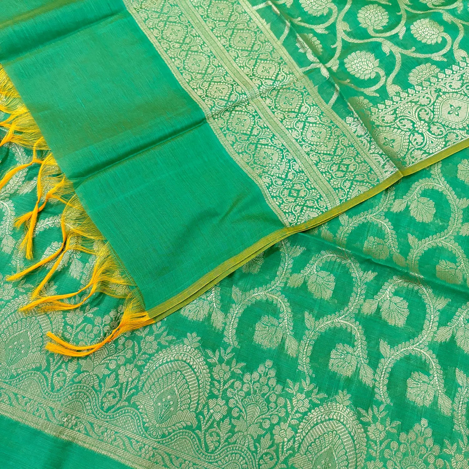 Sea Green Persian Jaal Banarasi Silk Suit 
