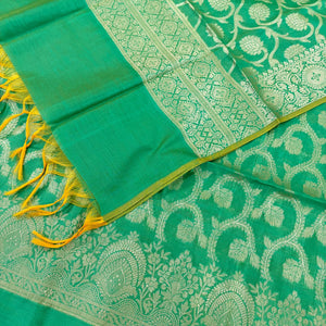 Sea Green Persian Jaal Banarasi Silk Suit 
