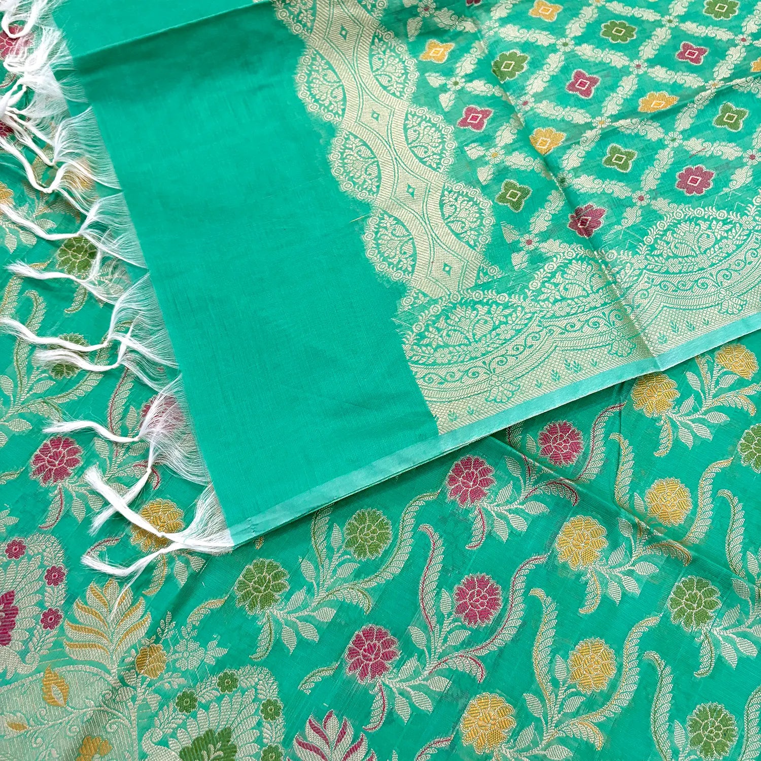 Sea Green Resham Banarasi Silk Suit