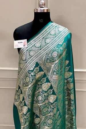 Sea Green Royal Plain Katan Silk Banarasi Saree