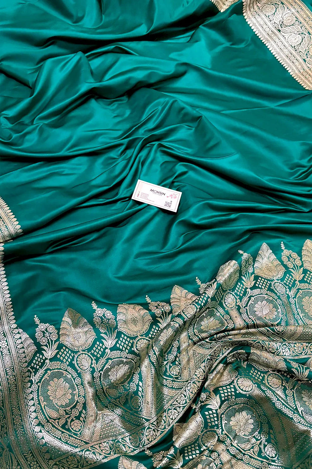Sea Green Royal Plain Katan Silk Banarasi Saree
