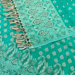 Sea Green Surahi Tree Cotton Silk Banarasi Suit 