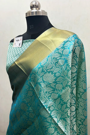 Sea Green Tissue Silk Banarasi Saree