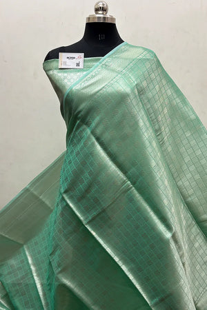 Sea Green Tissue Silk Banarasi Saree