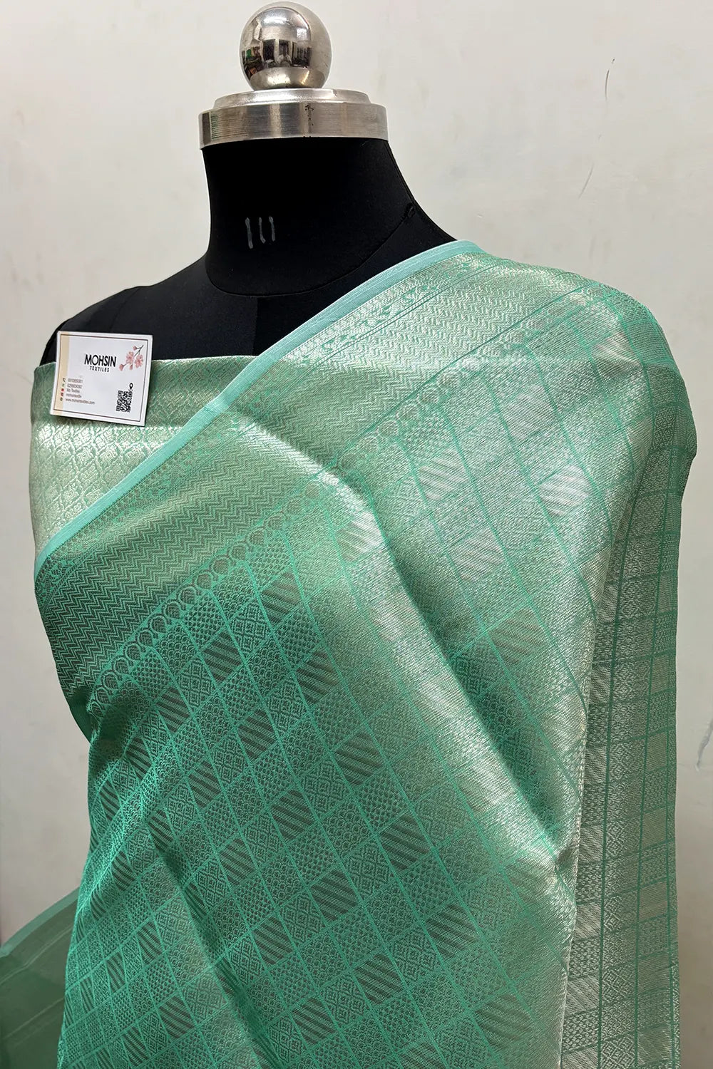 Sea Green Tissue Silk Banarasi Saree