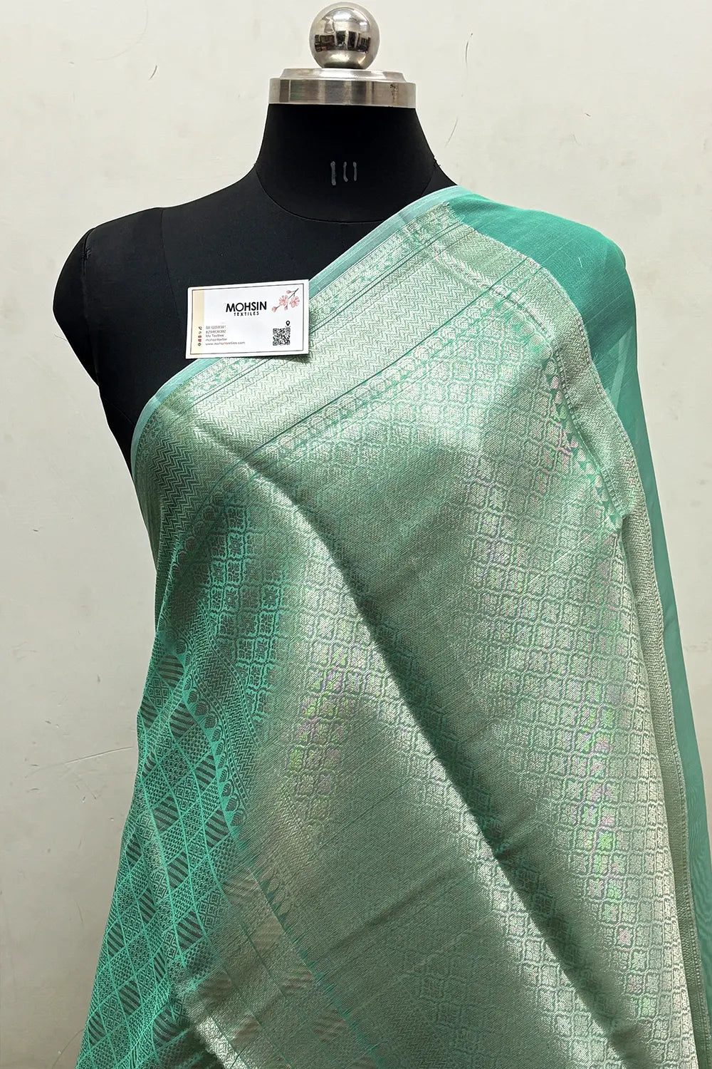 Sea Green Tissue Silk Banarasi Saree