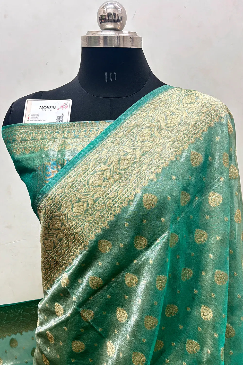 Sea Green Tissue Silk Banarasi Saree