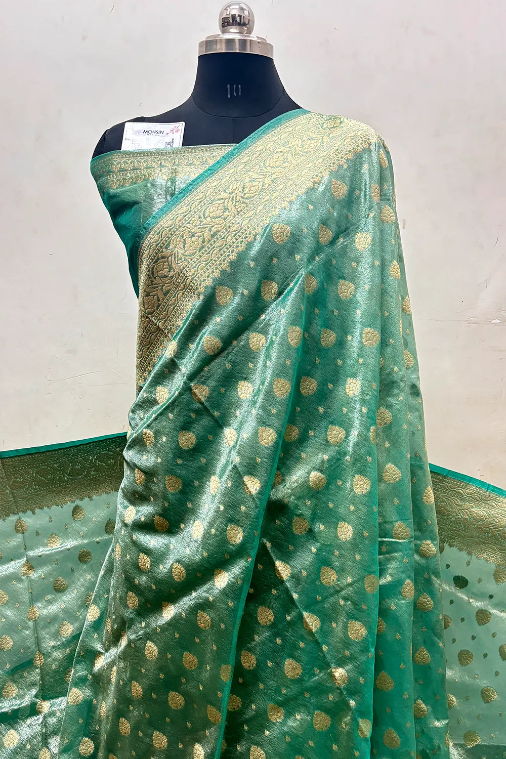 Sea Green Tissue Silk Banarasi Saree