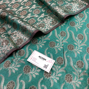 Sea Green Yoga Jaal Cotton Silk Banarasi Suit