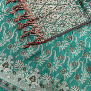 Sea Green Yoga Jaal Cotton Silk Banarasi Suit