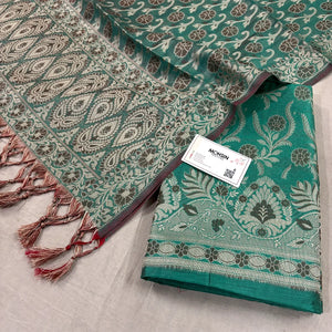 Sea Green Yoga Jaal Cotton Silk Banarasi Suit