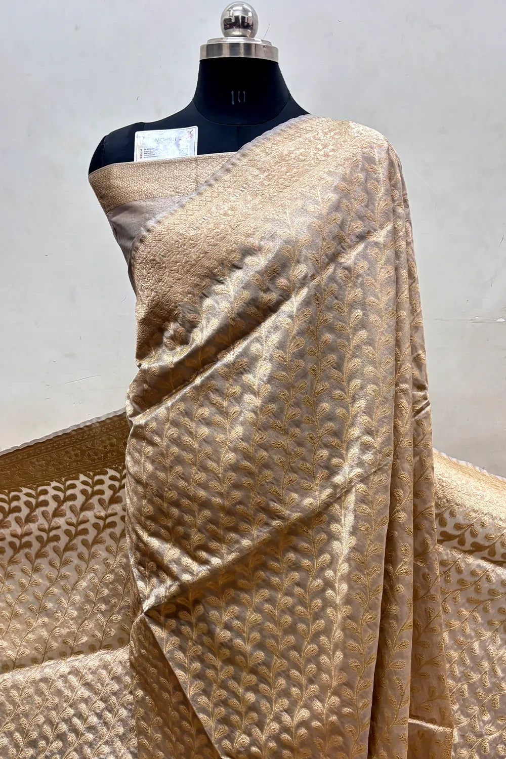 Silver Grey Tissue Silk Banarasi Saree
